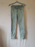 Jean skinny impression blanche avec fermeture éclair au jambes