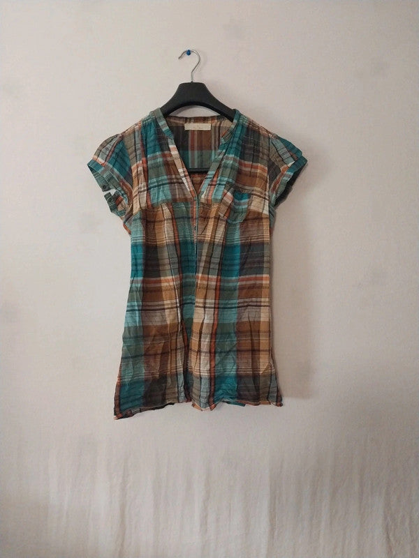 Chemise manche courte imprimer à bouton précion