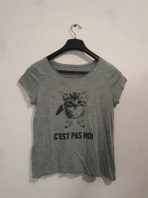T-Shirt gris d'été avec chaton