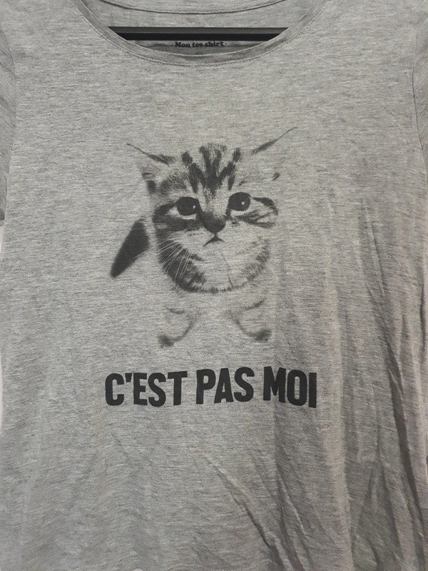 T-Shirt gris d'été avec chaton