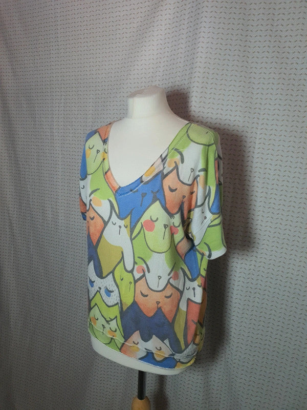 T-Shirt chat multicolores