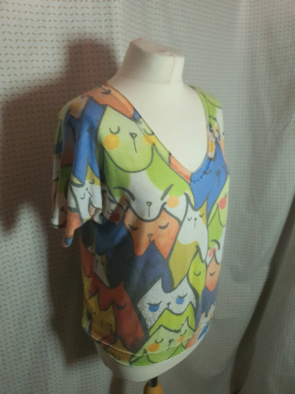 T-Shirt chat multicolores