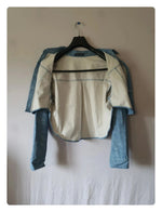 Veste courte en faux cuir bleu