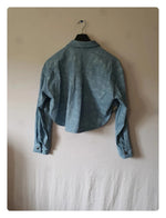 Veste courte en faux cuir bleu