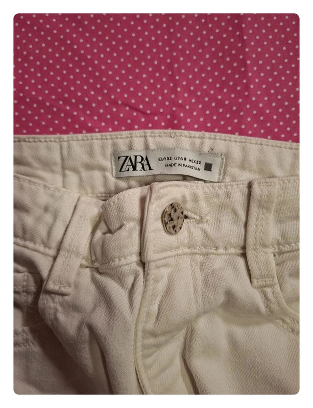 Jeans blanc Zara Taille XXS