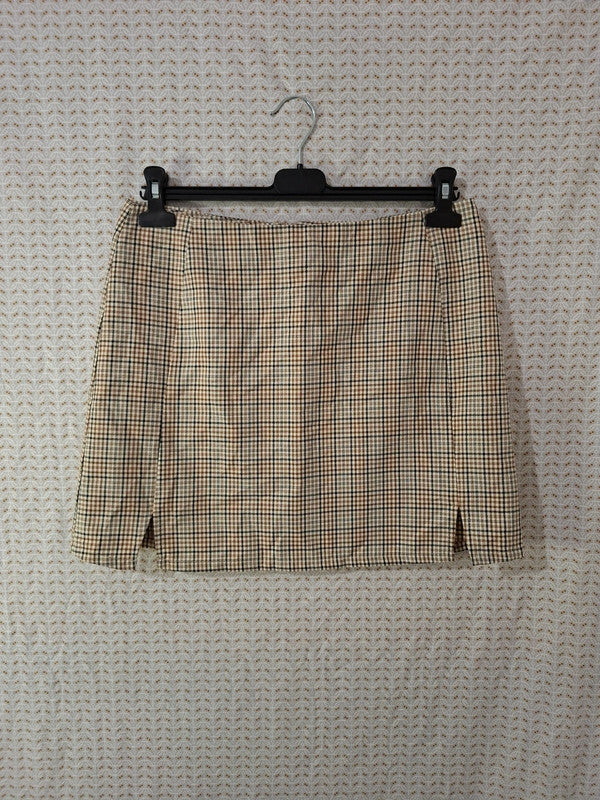Mini jupe marron et beige C&A - Taille L - 40