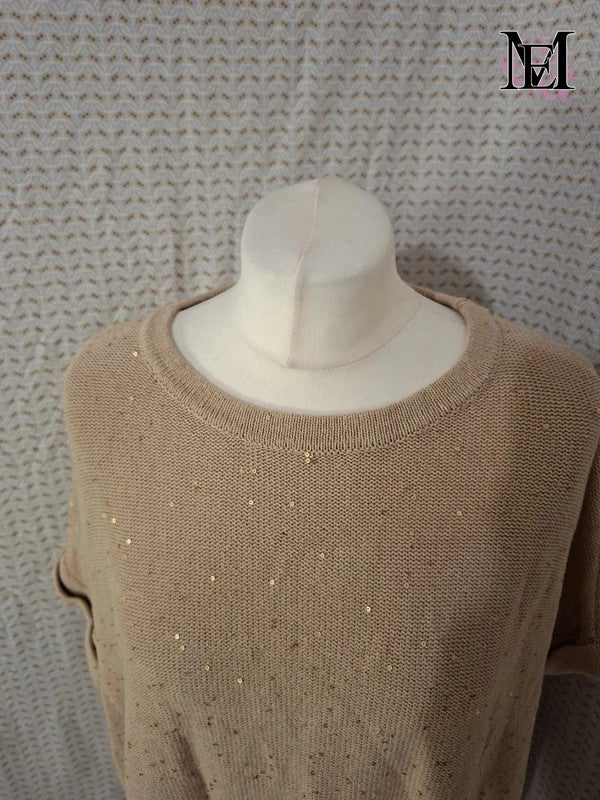 Pull beige doré Apostrophe Taille XL