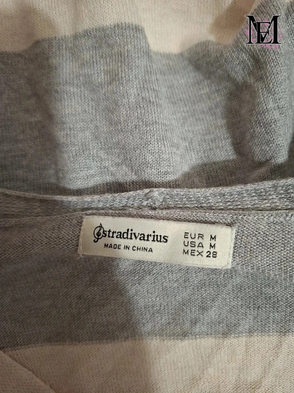 Pull blanc et gris Stradivarius Taille M
