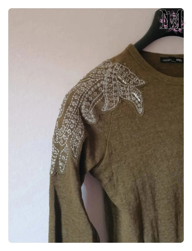 Blouse vert kaki Zara -Taille S -36