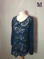 Blouse bleu Mademoiselle-Elégance - Taille L - 40