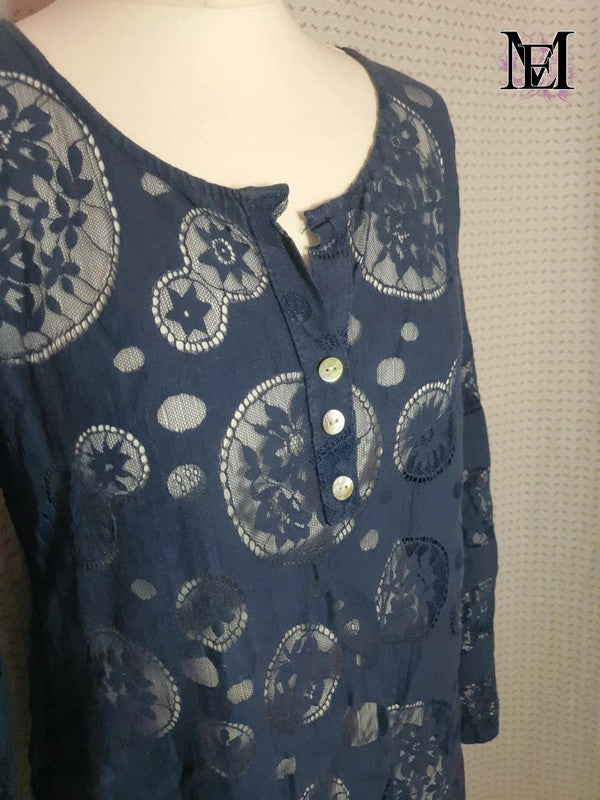Blouse bleu Mademoiselle-Elégance - Taille L - 40