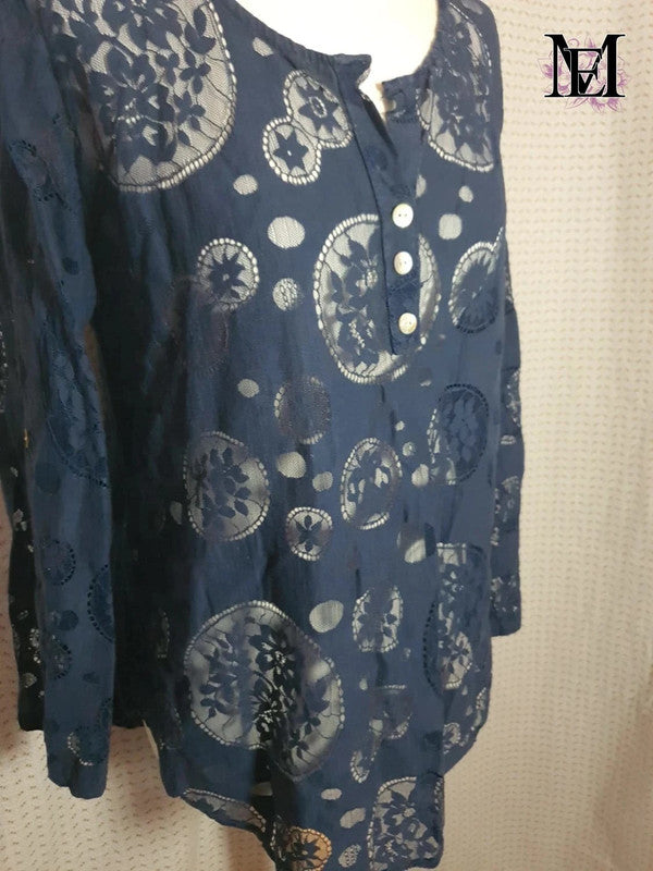 Blouse bleu Mademoiselle-Elégance - Taille L - 40