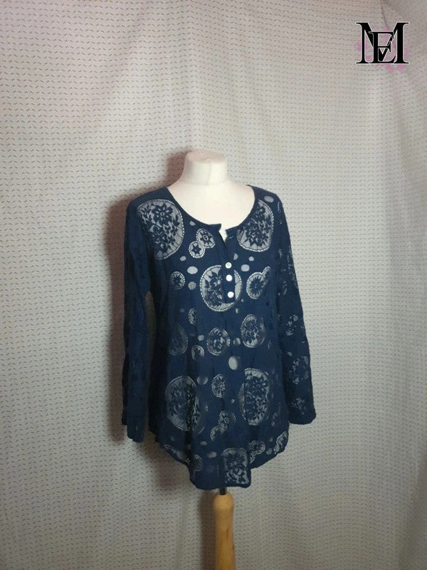 Blouse bleu Mademoiselle-Elégance - Taille L - 40