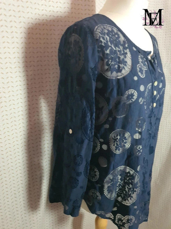 Blouse bleu Mademoiselle-Elégance - Taille L - 40