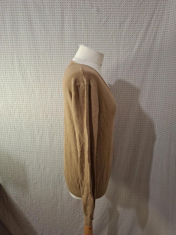 Pull beige col V Mademoiselle-Élégance - Taille L - 40