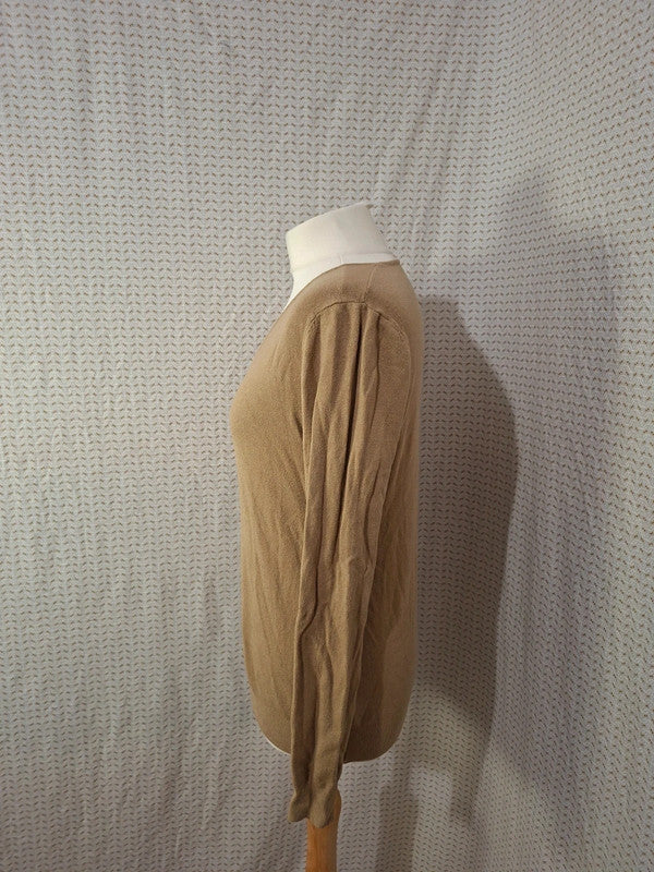 Pull beige col V Mademoiselle-Élégance - Taille L - 40