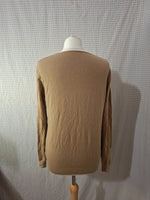 Pull beige col V Mademoiselle-Élégance - Taille L - 40