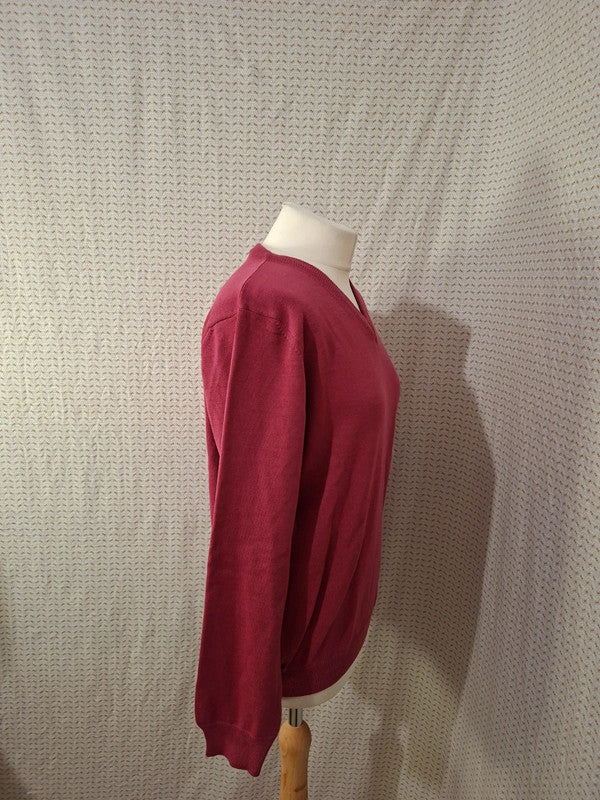 Pull col V fuchsia Olly Gan - Taille L - 40