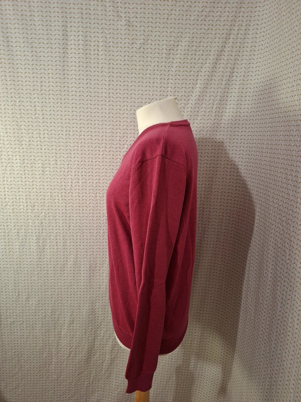 Pull col V fuchsia Olly Gan - Taille L - 40