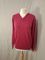 Pull col V fuchsia Olly Gan - Taille L - 40