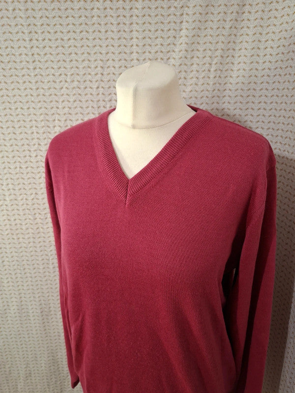 Pull col V fuchsia Olly Gan - Taille L - 40