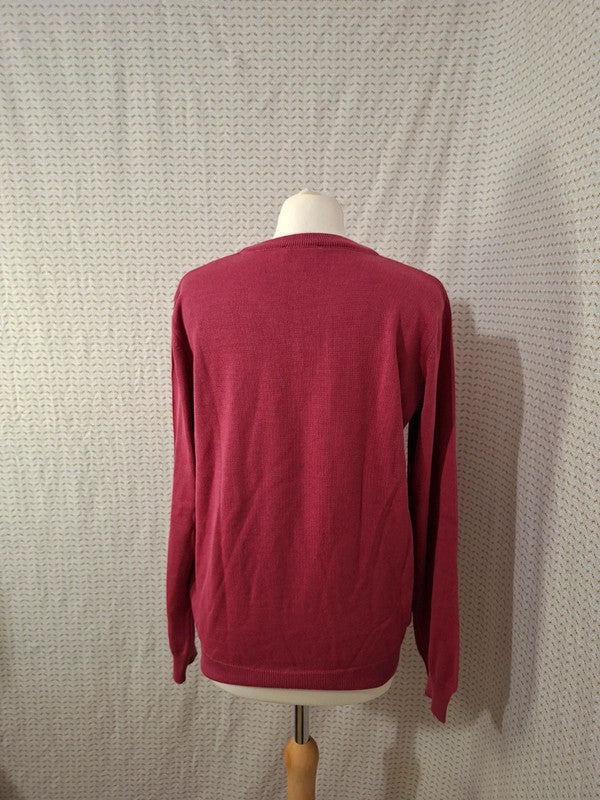 Pull col V fuchsia Olly Gan - Taille L - 40