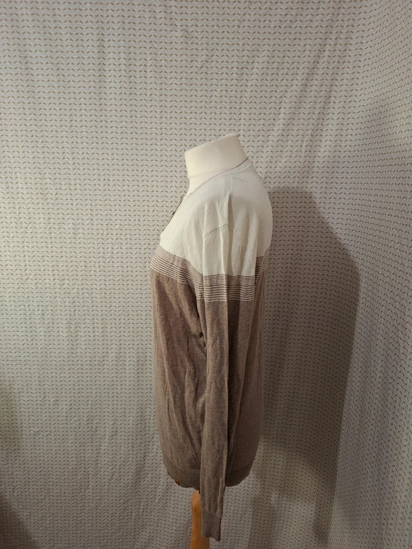Pull léger blanc et marron Izac - Taille L - 40