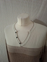 Pull léger blanc et marron Izac - Taille L - 40