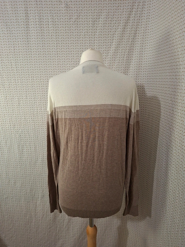 Pull léger blanc et marron Izac - Taille L - 40