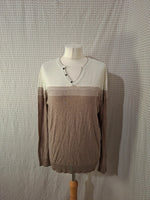 Pull léger blanc et marron Izac - Taille L - 40