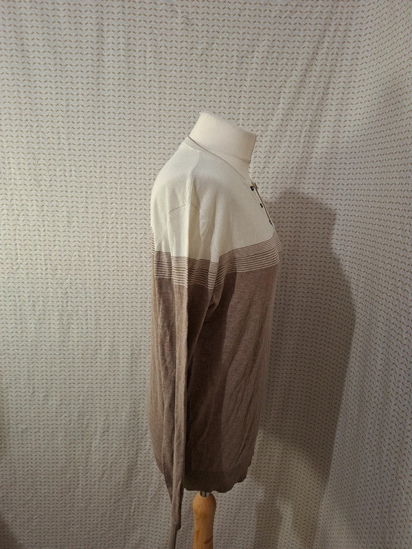 Pull léger blanc et marron Izac - Taille L - 40
