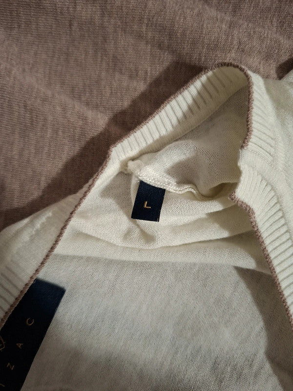 Pull léger blanc et marron Izac - Taille L - 40