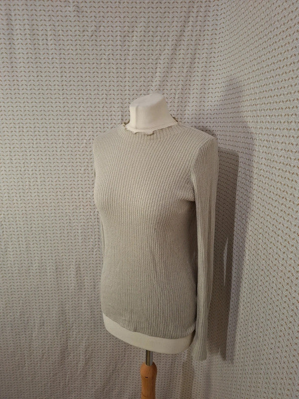 Pull brillant beige Uniqlo - Taille S - 36