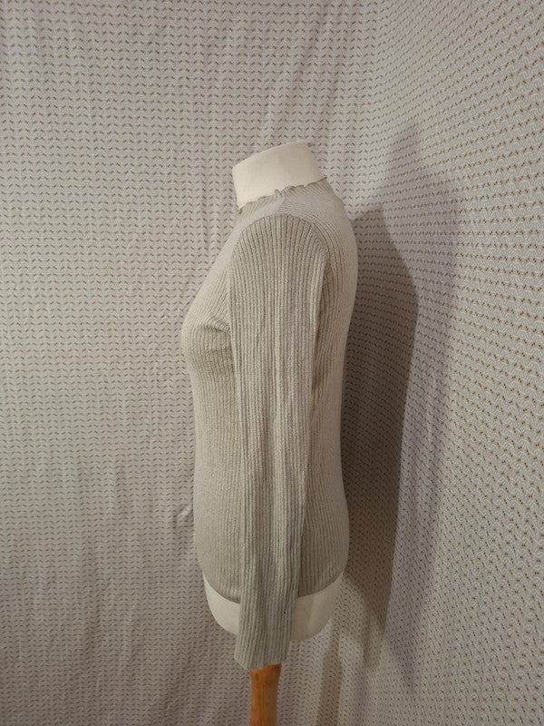 Pull brillant beige Uniqlo - Taille S - 36