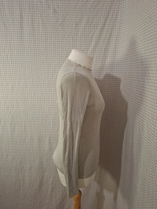 Pull brillant beige Uniqlo - Taille S - 36