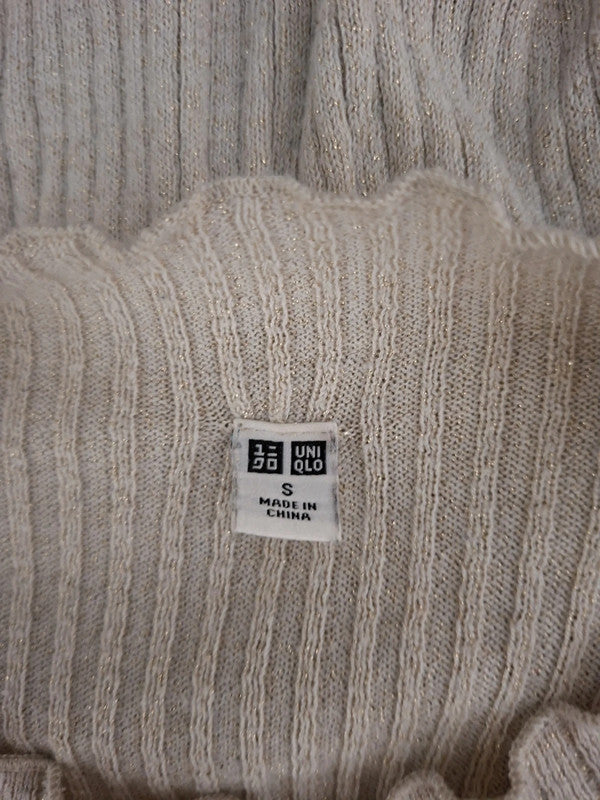 Pull brillant beige Uniqlo - Taille S - 36