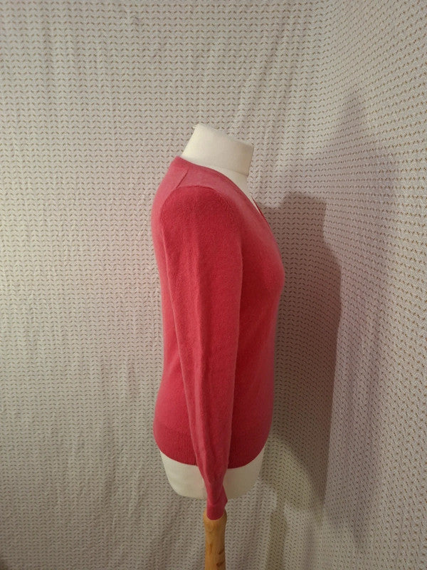 Pull col V rose Uniqlo - Taille S - 36