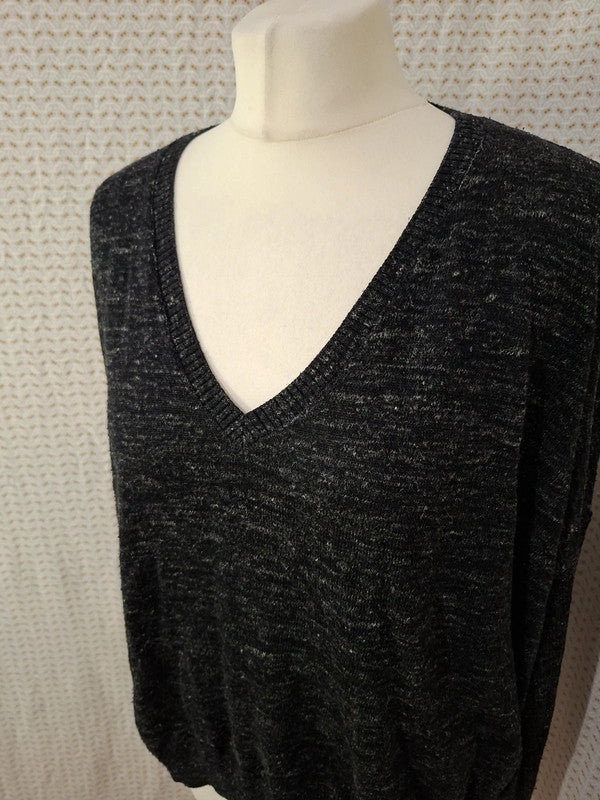 Pull noir col V Bershka - Taille M - 38