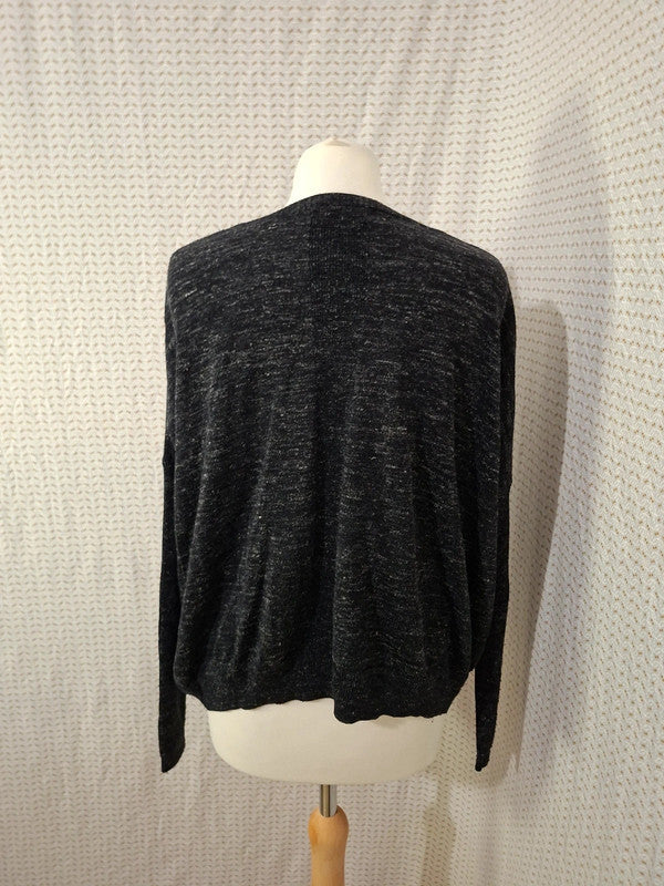 Pull noir col V Bershka - Taille M - 38