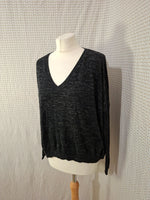 Pull noir col V Bershka - Taille M - 38