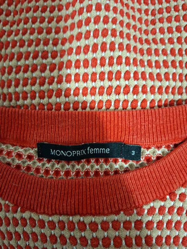 Pull rouge et marron Monoprix - Taille S - 36