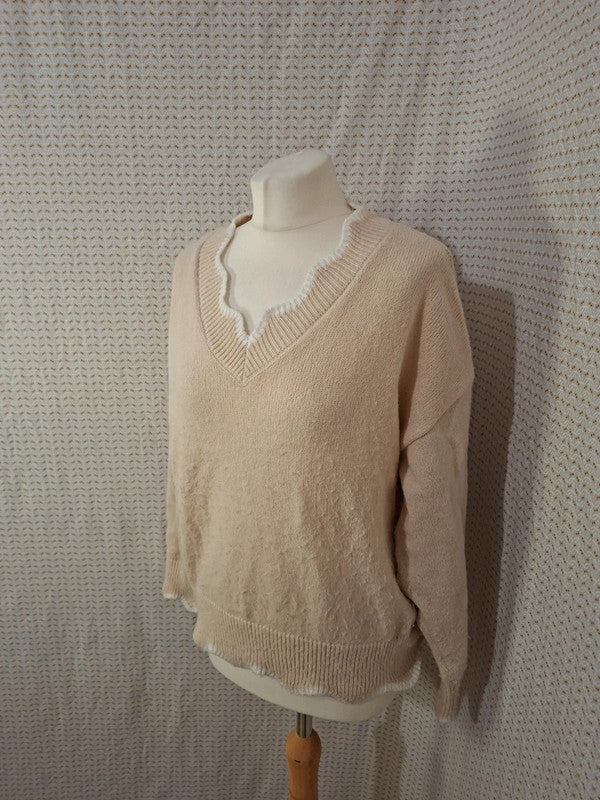 Pull beige col V Emery Rose - Taille L - 40