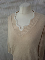 Pull beige col V Emery Rose - Taille L - 40