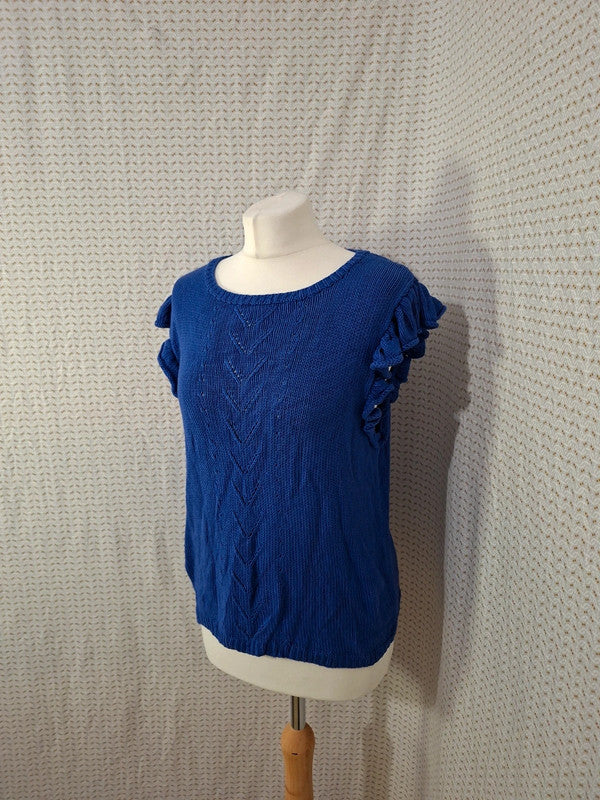 Top bleu coton Mademoiselle-Élégance - Taille S - 36