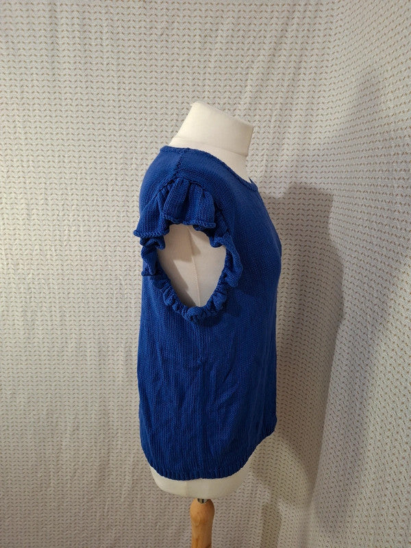 Top bleu coton Mademoiselle-Élégance - Taille S - 36