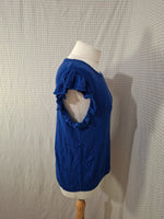 Top bleu coton Mademoiselle-Élégance - Taille S - 36