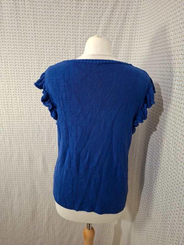 Top bleu coton Mademoiselle-Élégance - Taille S - 36