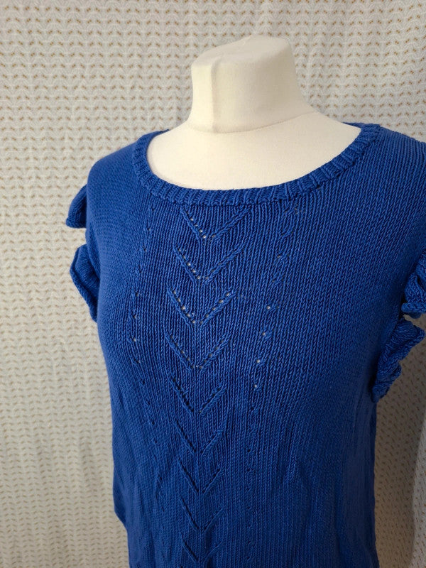 Top bleu coton Mademoiselle-Élégance - Taille S - 36