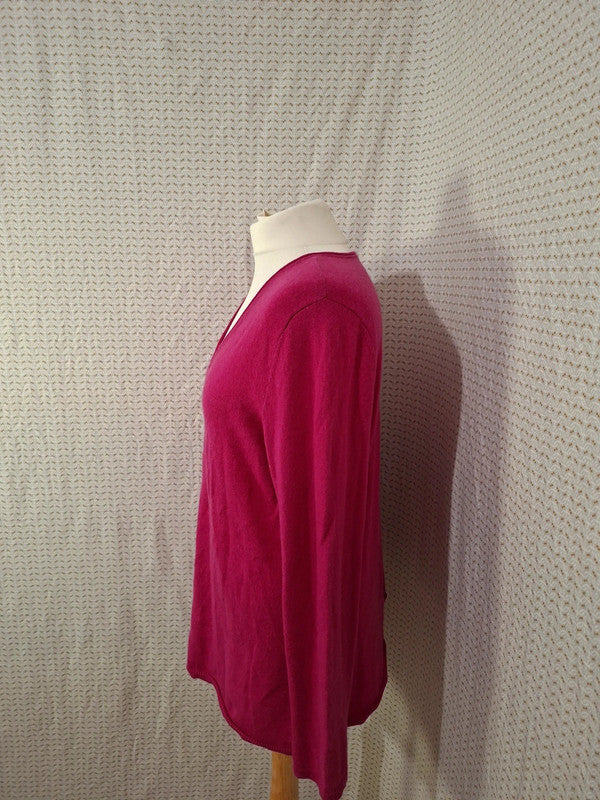 Pull col V rose Mademoiselle-Élégance - Taille XL - 42