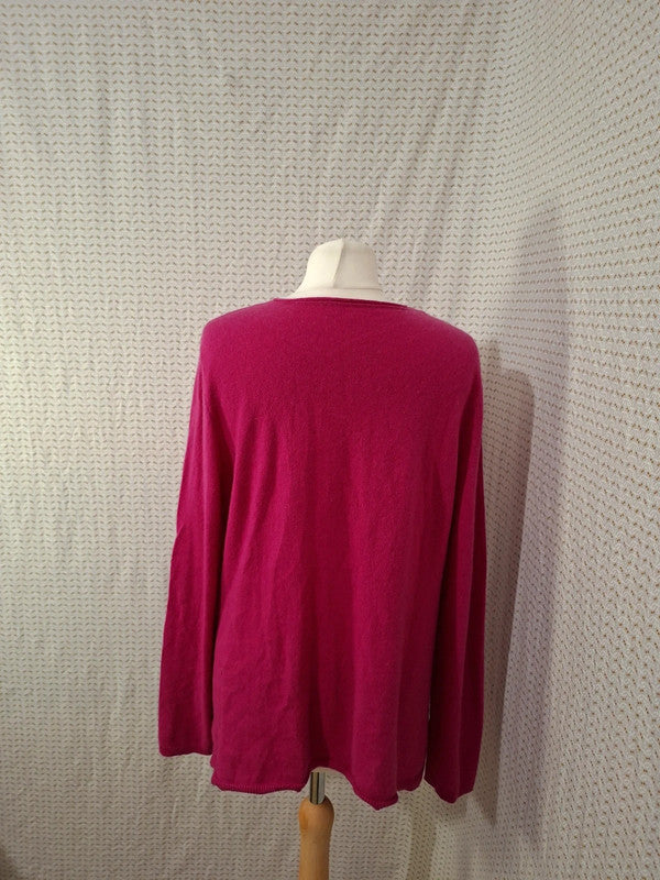 Pull col V rose Mademoiselle-Élégance - Taille XL - 42
